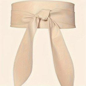 Resim 1 adet Vintage Tarzı Suni Deri Korse Kemer Bowknot Detaylı - Rahat Hafta Sonu Bel Kemer, Hafif Vücut Tasarımı, Döküm, Ortalama Boyut 