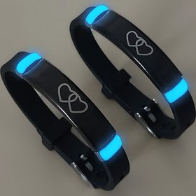 Resim 2'li set parlak Kalp ile Kalbini birbirine bağlayan zarif basit gelişmiş çift bilezik 