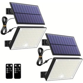 Resim Xuweiwei 1p 2 Adet 400led Dış Mekan Güneş Duvar Lambası Beyaz Işık Hareket Sensörlü Aydınlatma Yüksek Parlaklık Güneş Sokak Lambası 