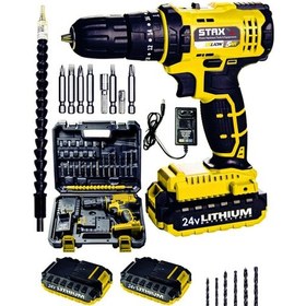 Resim Staxx Power STX1069 24V 5Ah Li-ion Çift Akülü Darbeli Matkap Vidalama + 24 Parça Uç 