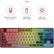 Resim Rampage YORU TKL Gri\u002FSiyah Type-C Bağlantılı OUTEMU Red Swich Q Mekanik Gaming Oyuncu Klavye RGB 