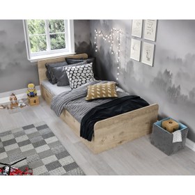 Resim WENCE Tek Kişilik Modern Meşe Mdf Karyola - 100cm X 200cm Ölçülerinde 