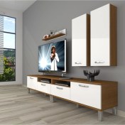 Resim Decoraktiv Eko 5200D Mdf Krom Ayaklı Tv Ünitesi Tv Sehpası - Ceviz - Beyaz 