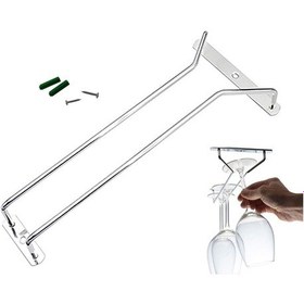 Resim Çok Yönlü Dolap Altı Şarap Kadehi Rafı, Şık Saklama İçin Parlak Kaplamalı Krom Şarap Kadehi Düzenleyici 