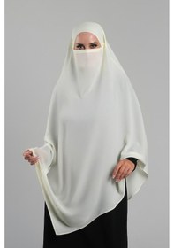 Resim Hürrem Bone Ekru Pratik Hazır Geçmeli Tesettür Eşarp Krep Bağcıklı Çift Katlı Sufle Hijab 2314 27 Ekru 