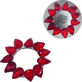 Resim Oto Aksesuarcım Kristal Damla Taşlı Start Stop Düğme Halkası Kırmızı 
