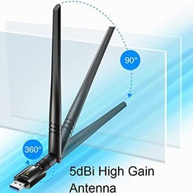 Resim Cudy WU1400 AC1300Mbit/s WiFi USB 3.0 Adaptörü PC 400+867Mbps USB 3.0 WiFi Dongle 5GHz/2.4GHz 5dBi Yüksek Kazançlı Anten, Windows 7/8/8.1/10 Mac OS Linux ile Uyumlu 