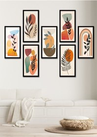 Resim NT Handmade 7 Parça Bohem Yapraklar Duvar Dekoru - Salon Oturma Yatak Odası Mutfak Ofis Antre Için Tablo Seti 