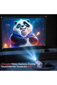 Resim TEKNOBO Taşınabilir Android Projeksiyon Wifi Destekli Akıllı Sinema Projektör Beyaz Ultra HD 