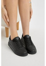 Resim Hafif Faylon Taban Bağcıklı Unisex Siyah Günlük Spor Ayakkabı Tbprf015 Siyah 