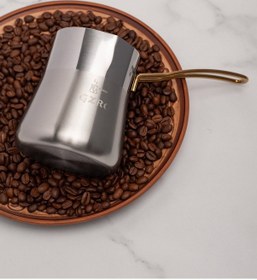 Resim Gzro 430 Kalite 600 Ml Konik Çelik Cezve Sütlük 