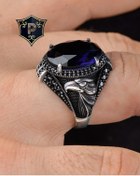 Resim Gümüş Erkek Yüzük Kartal Figürlü Zirkon Taşlı 