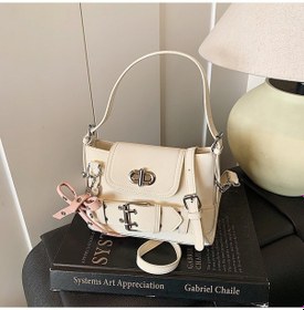 Resim Beyaz Yaz Motosiklet Rüzgar Küçük Kare Çanta Ağır Metal Punk Bej - Beyaz 