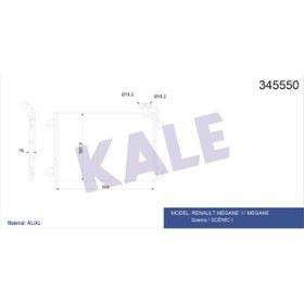 Resim KALE Klima Kondenseri Scenıc I 99-03 1.4 16v-2.0 16v-1.9dcı F9q.7.34 538×381×16 Al/alklr-345550 770043438 
