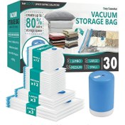 Resim 3/9 Kalınlaştırılmış Vakumlu Saklama Çantaları ile Yükseltilmiş Setler, Katlanır Kompresyon Saklama Çantaları için 3 Boyutta Yerden Tasarruf Sağlayan Tote Çantalar, Montlar, Yorganlar ve Battaniyeler için Kullanılır, Giysi Saklama için Vakumlu Paketleme Çantaları 