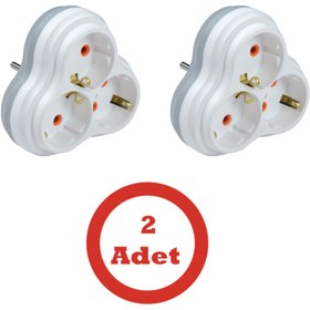 Resim Alfa 3'Lü Topraklı Golyat Fiş Priz Beyaz gri (2 adet) 