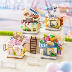 Resim Mini Sokak Görüşü Miniatur Bloklar, Kendi Rüyanıza Dükkan Yapın, Karikatür DIY Modelleri, İnşaat Oyuncakları, Paskalya, Yılbaşı, Doğum Günü veya Yeni Yıl için Mükemmel Hediyeler 