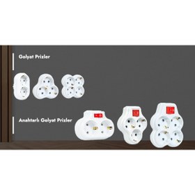 Resim Genel Markalar Üçlü ( 3'lü ) Anahtarlı Çocuk Korumalı Golyat Priz Çoğaltıcı Grup Priz Fiş 