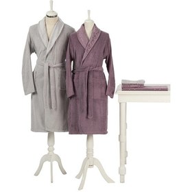 Resim Özdilek Happy Set 5 Parça Aile Bornoz Seti-camellia Gri Mürdüm Mürdüm - Gri 