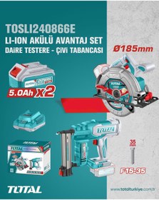 Resim Total 2'li Akülü Daire Testere ve Çivi Tabancası Seti 5.0 Ah Çift Akü Profesyonel Seti NMS HIRDAVAT 