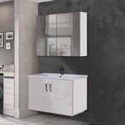 Resim Trio Modül Asmira Banyo Dolabı - 80 cm - 2'li Set - Açık Gri 