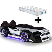 Resim Arabalı Yatak Kapıları Açılan Mustang Full Ledli Kumandalı Ve Müzikli + Ortopedik Yatak 