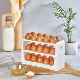 Resim Yumurtalık Buzdolabı Raf Düzenleyici – 30’lu Yumurta Kutusu | 3 Katlı Yumurta Organizeri, Şeffaf ve Yer Tasarruflu Saklama Kabı (22CM*12CM*26CM) 