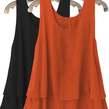 Plus Beden, İki Parçalı Takım Plus Beden Yelek, Kadınlar İçin Kolsuz Tank Üst, Yazlık Geniş Yuvarlak Yaka Gömlek, Bohem Tarzı Yelek (Kolye Dahil Değildir)