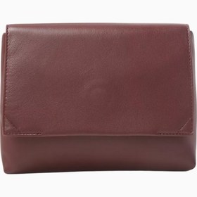 Resim Sheath Bordo Deri Katlamalı, Manyetik Kapaklı Kadın Clutch Çanta - Bordo 
