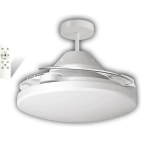 Resim Cata Dolunay Fan Gizli Açılır Hayalet Pervaneli 72W Ledli E-27 Duy A Takılabilen 3 Kanatlı Kumandalı Tavan Vantilatörü 