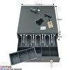 Resim Saypos PS45 Orta Boy Para Çekmecesi Kolay Açma Buton ve Adaptörlü 4 Banknot Gözlü 33,5x38x9cm 