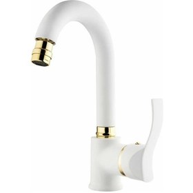 Resim Gms Akdeniz Kuğu Lavabo Bataryası Beyaz - Altın Akd301 