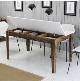 Resim Milan Yemek Masası - Ceviz / Beyaz 