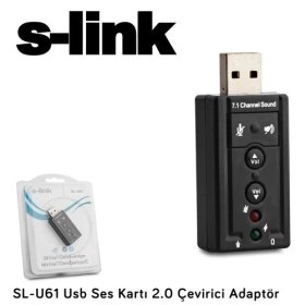 Resim S-link SL-U61 Usb Ses Kartı 2.0 Çevirici Adaptör 