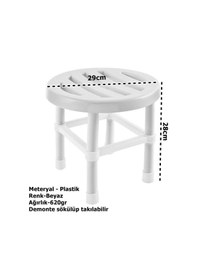 Resim Çelik Ayna Yuvarlak Banyo Taburesi Çok Amaçlı Tabure Beyaz 123 