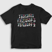 Resim Unisex Çocuk Siyah Lights Stranger Things T-Shirt 