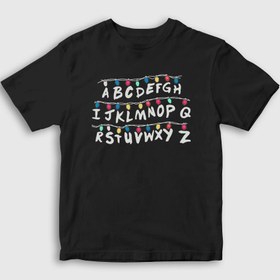 Resim Unisex Çocuk Siyah Lights Stranger Things T-Shirt 