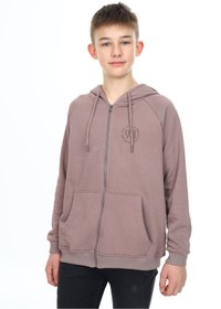 Resim Toontoy Erkek Çocuk Kapüşonlu Fermuarlı Cepli Düşük Omuz Baskılı Reglan Kol Örme Hırka 