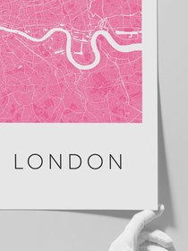 Resim Londra Pembe Hari̇ta - Art Print - 50x70 cm 