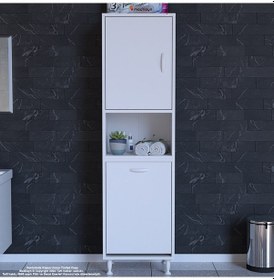 Resim Modilayn Söke Şile 45 X 160 X 32,5 Cm 3 Raflı 1 Kapaklı Kirli Çamaşır Bölmeli Banyo Dolabı Beyaz 