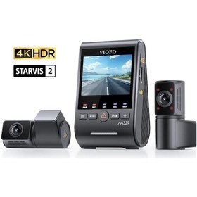 Resim Viofo A329s 3 Kameralı Ön+arka+iç 4k+2k+2k Wi-fi 6 Hdr Sony Starvıs 2 Sensör Gps'li Ssd Destekli Araç Kamerası 