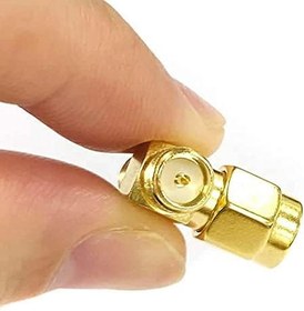 Resim SMA T Soket 1x Rpsma Erkek 2x Rpsma Dişi Altın Kaplama Soket 0-6GHz RF Wi-Fi Anten FPV Lora Helium Router Modem Koaksiyel GPS GSM GPRS 