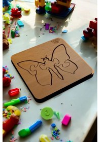 Resim Plywood Ahşap Boyanabilir Çocuklar Puzzle Kelebek Boya Setli 