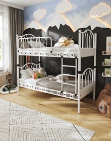 Resim ARGİMO Bella Genç Çocuk Yatak Odası Metal Ranza Ve Karyola 90x190 Beyaz 