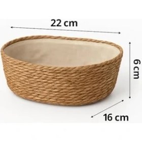 Resim El Yapımı Hasır Ekmek Sepeti, Yıkanabilir Bez Astarlı Çok Amaçlı Oval Sunum ve Dekoratif Saklama Sepeti, Ekmeklik (22X16X8 Cm) 