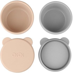 Resim Silikon Kapaklı Mini Kase 2'li Bubble Beige - Gri 4 Adet 
