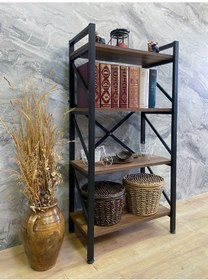 Resim Demo Tanraf Mira Lüx 4 Raflı Kitaplık Dekoratif Raf 120X60 Cm. Ebat 