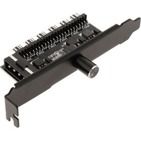 Resim Prettyia 4pin Güç Pc Fan Hız Kontrol Cihazı Pcı Pwm Sıcaklık Kontrolü 6-Kanallı Hub 