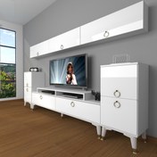 Resim Ekoflex 9 Mdf Gold Tv Ünitesi Tv Sehpası - Parlak Beyaz 