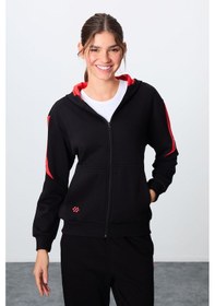 Resim Tommy Life Siyah Kompakt Pamuklu Kalın Pürüzsüz Dokulu Kapüşonlu Oversize Fit Kadın Eşofman Takım - 95343 Siyah 
